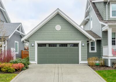 Green paint matched insulated garage door