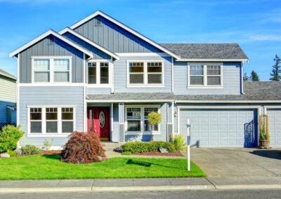 Blue paint matched garage door