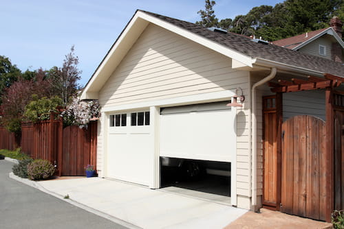 Garage door that's half open